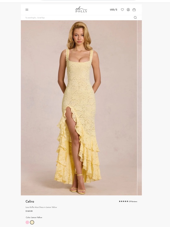 Oh Polly Dresses & Skirts - Oh Polly Lemon Lace Ruffle Maxi Dress. NEW WITH TAGS
